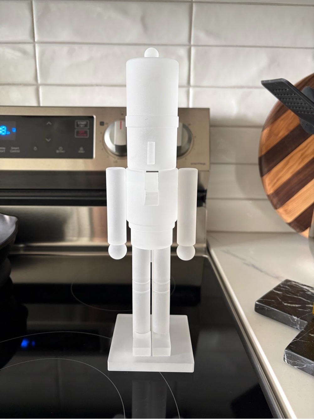CB2 Frosted Acrylic Christmas Nutcracker 11.5"